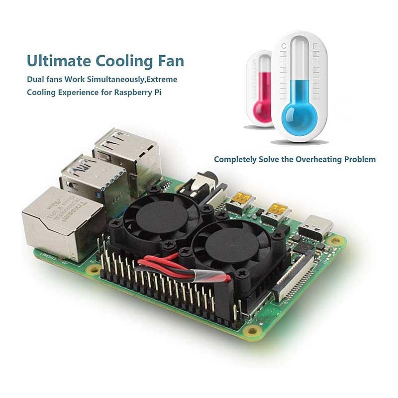 Dual Cooling Fan & Heatsinks for Raspberry Pi 4