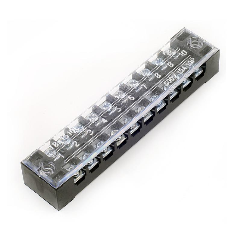 600V 15A 10-Position Screw Barrier Terminal Block, TB-1510 Wire Barrier ...