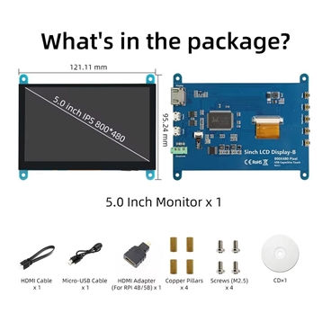 5inch Capacitive Touch Screen for Raspberry Pi 4 3B+/ PC/Banana Pi