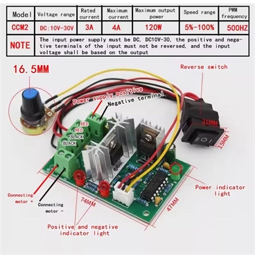 DC 6-30V 6A Motor Speed Controller Reversible PWM Controller